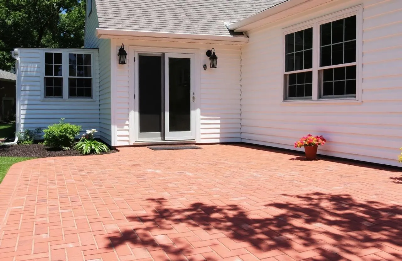 Power washed brick patio in Willoughby, OH
