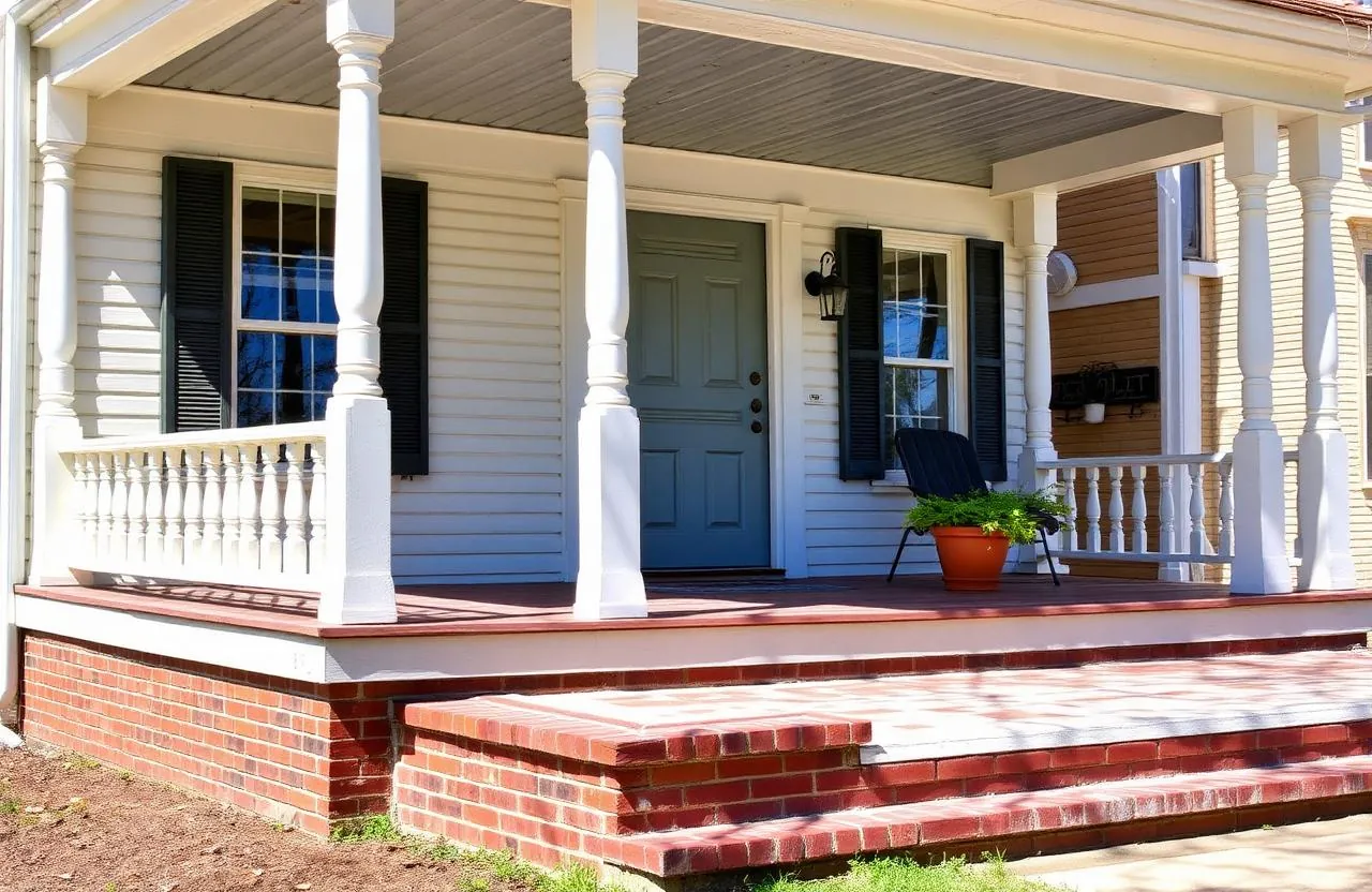 Power washed front porch in Painesville, OH