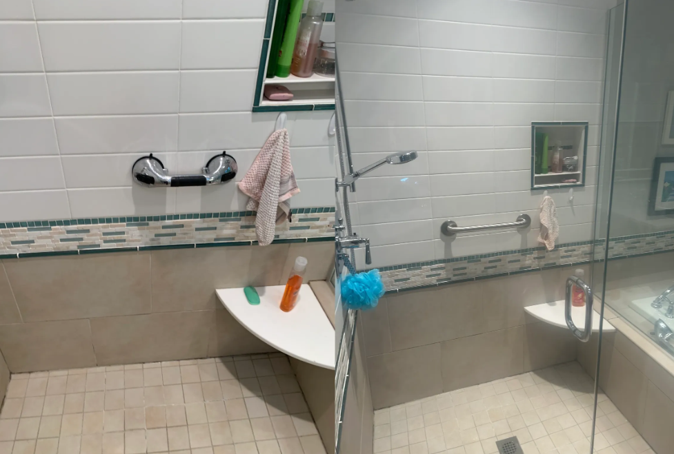Moen grab bar installed in shower