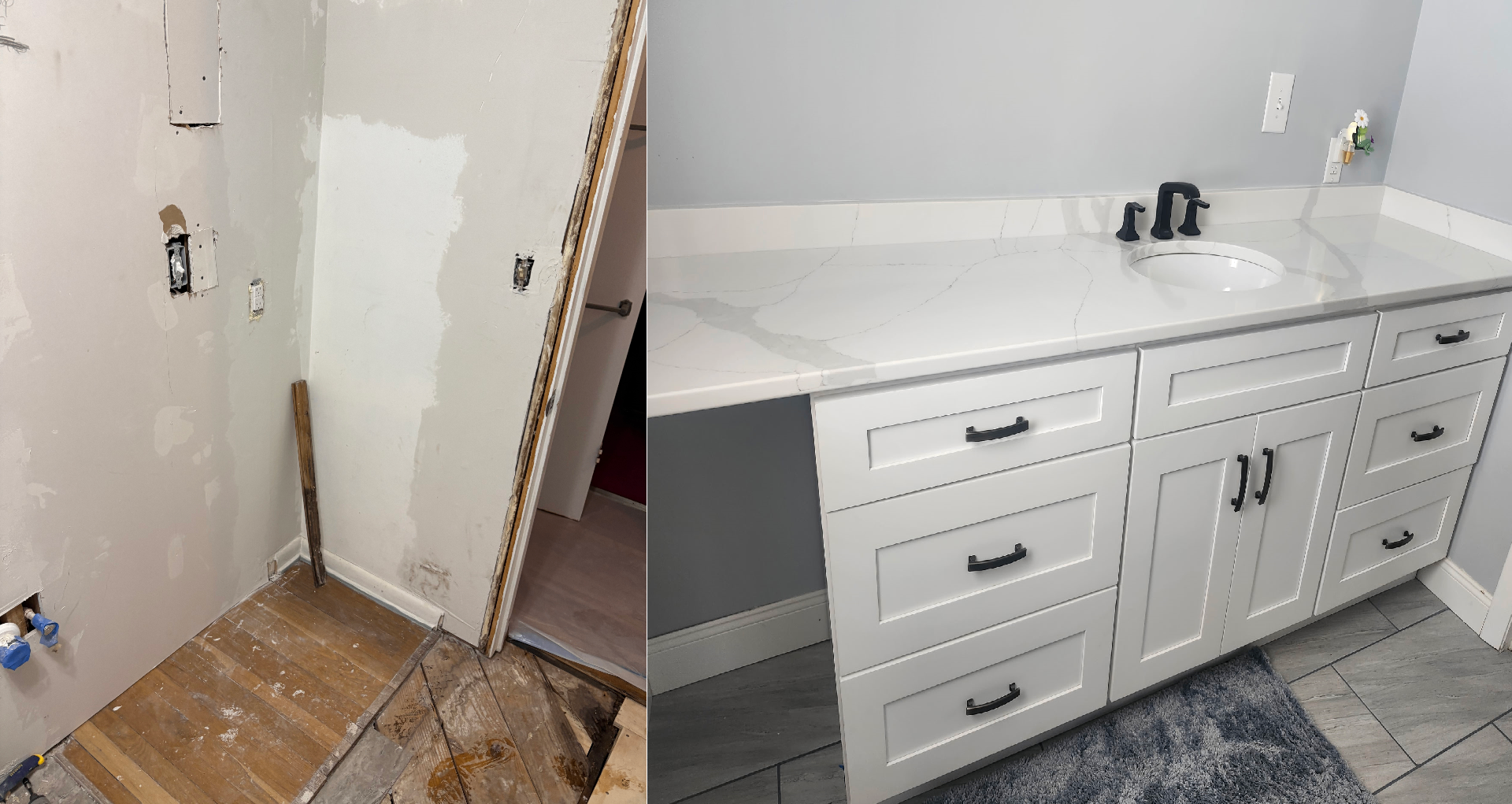 Before and after bathroom renovation