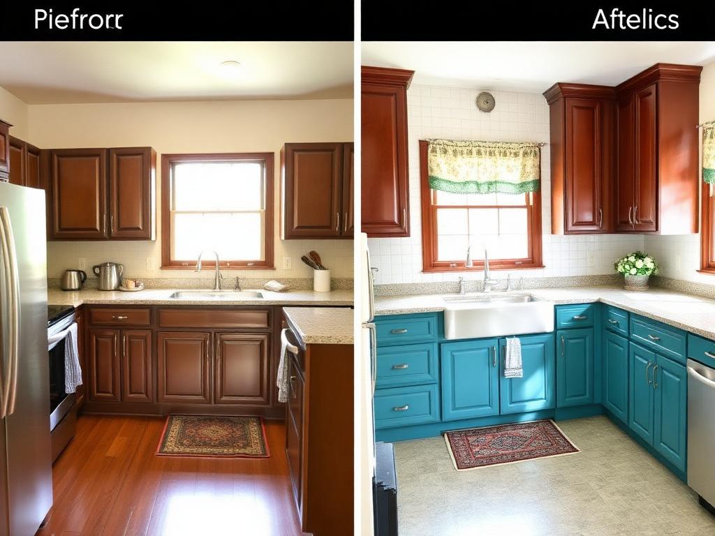 Kitchen before and after renovation